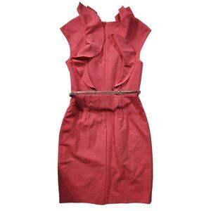 Calvin Klein Sleeveless Coral Dress With Shimmer Belt‎ Size S (See Measurements)